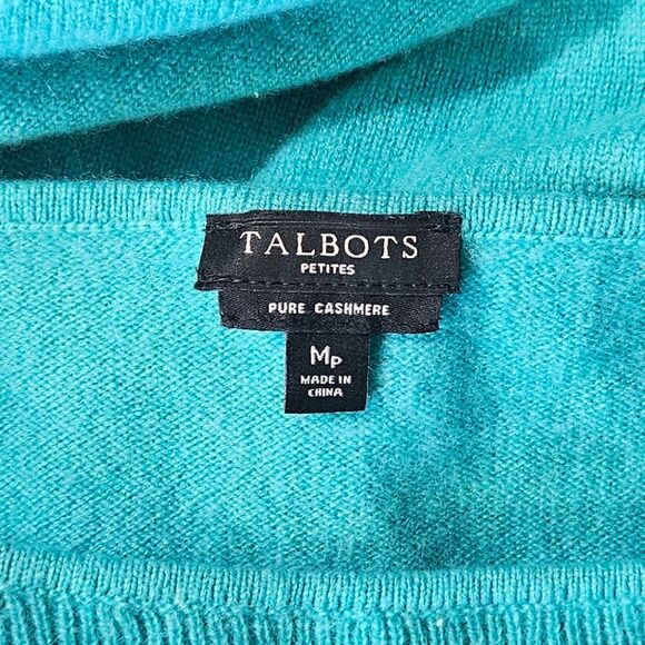 Talbots Pure Cashmere Turquoise 3/4 Sleeve Sweater Soft Cozy Top Blouse - Picture 3 of 3